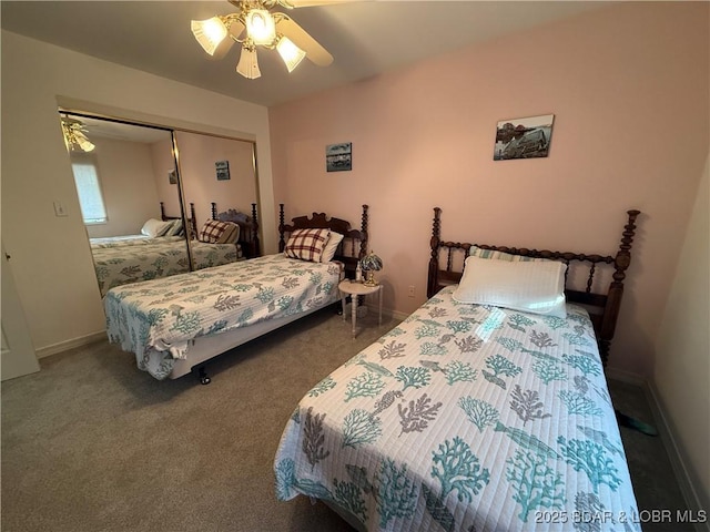 1396 Robyn Ct, Osage Beach, MO 65065 - carpeted bedroom featuring a closet, baseboards, and ceiling fan