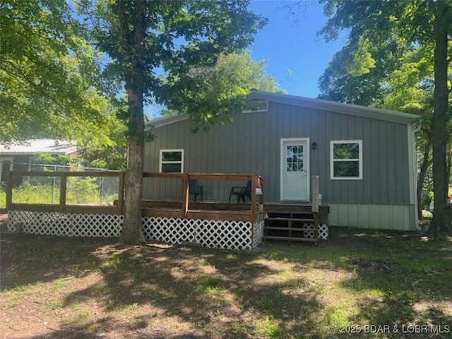 34443 Ivy Bend Rd, Stover, MO 65078 - rear view of property featuring a wooden deck