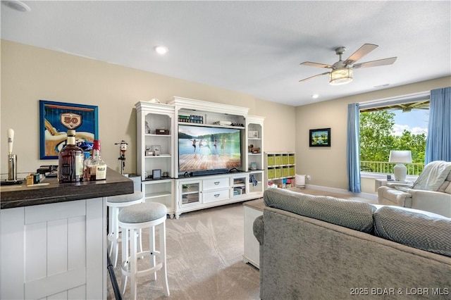 980 Eagle Dr, Lake Ozark, MO 65049 - living room with a ceiling fan, light colored carpet, and recessed lighting