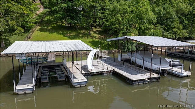 288 Oak Ridge Rd, Lake Ozark, MO 65049 - dock area featuring boat lift and a water view