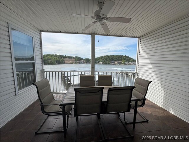275 Flynn Rd Unit 207, Lake Ozark, MO 65049 - sunroom / solarium with a ceiling fan and a water view