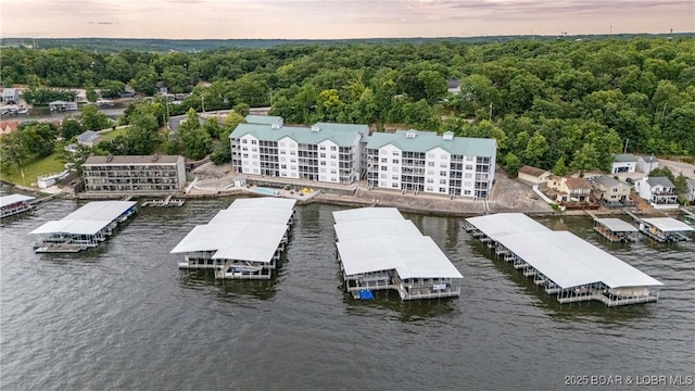 275 Flynn Rd Unit 207, Lake Ozark, MO 65049 - aerial view at dusk of a water view and a forest view