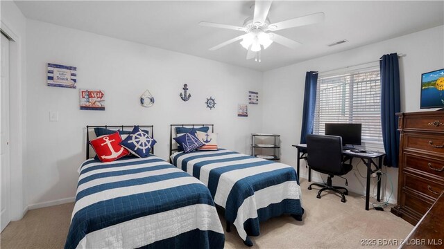 364 Cedar Heights Dr Unit 2D, Camdenton, MO 65020 - bedroom featuring carpet and a ceiling fan