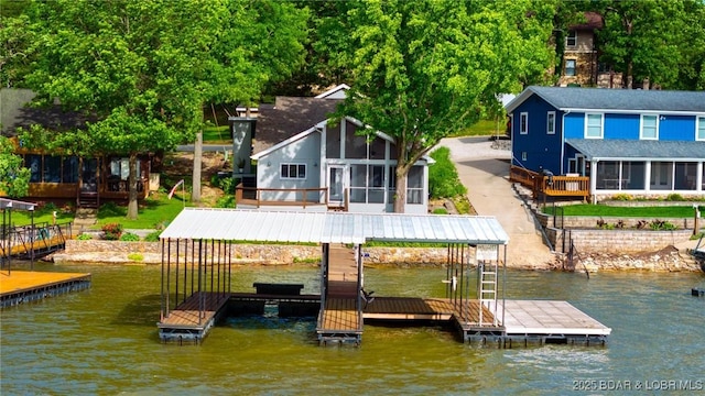 25 Redwood Ct, Sunrise Beach, MO 65079 - dock area with a water view and boat lift