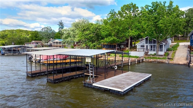 25 Redwood Ct, Sunrise Beach, MO 65079 - dock area with a water view and boat lift