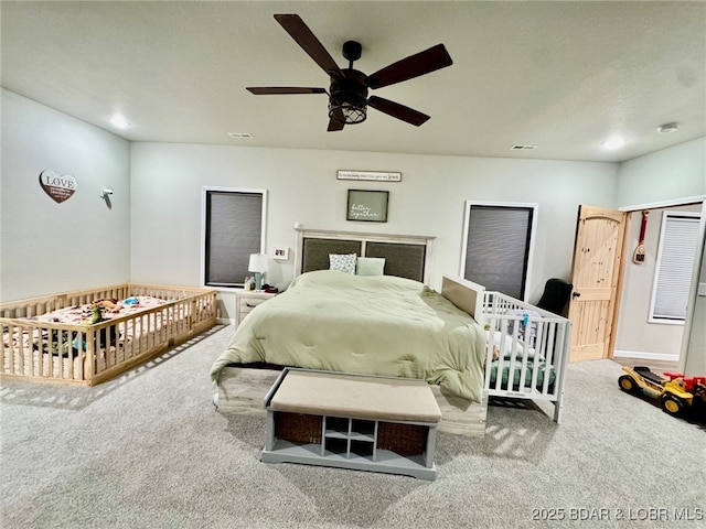 1760 Deans Creek Rd, Richland, MO 65556 - carpeted bedroom with ceiling fan and recessed lighting