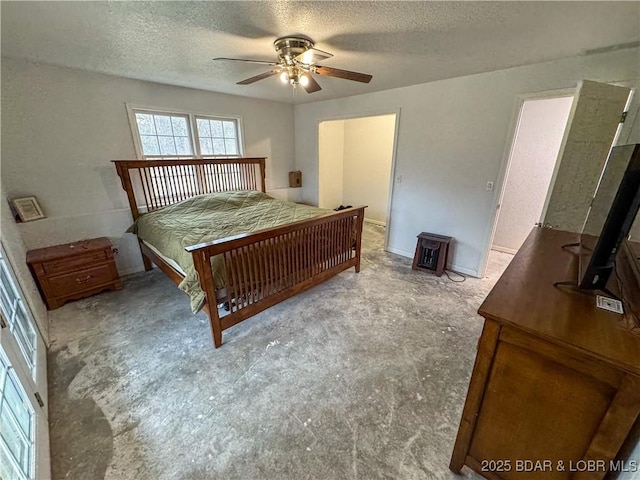 18400 Alum Springs Rd, Versailles, MO 65084 - bedroom with a textured ceiling and ceiling fan