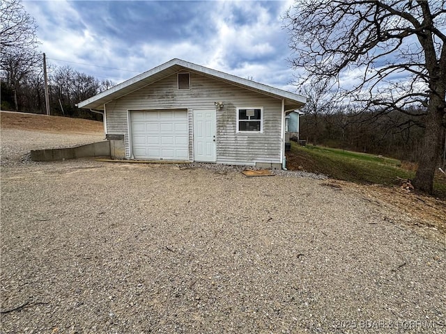 18400 Alum Springs Rd, Versailles, MO 65084 - detached garage with gravel driveway