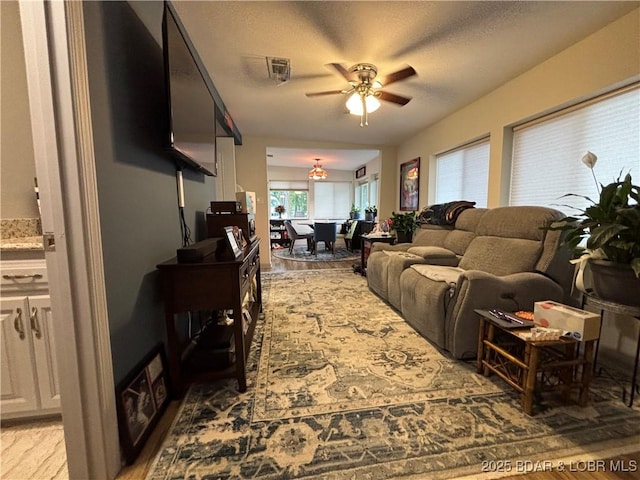 406 Staley Hollow Dr, Sunrise Beach, MO 65079 - living room featuring ceiling fan and light wood-type flooring