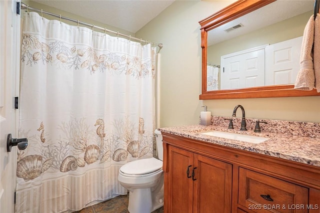 4066 Horseshoe Bend Pkwy Unit 3A, Lake Ozark, MO 65049 - bathroom with vanity, toilet, and a shower with shower curtain