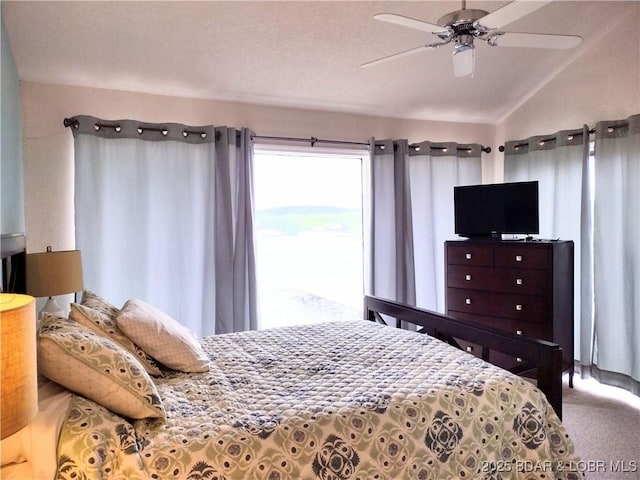 2500 Bay Point Ln Unit 342, Osage Beach, MO 65020 - carpeted bedroom with lofted ceiling and a ceiling fan