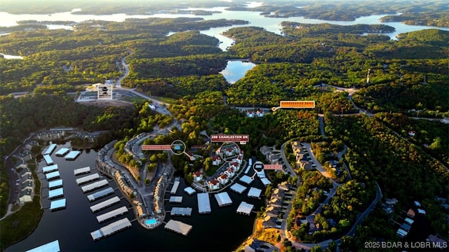 289 Charleston Dr Unit 2B, Lake Ozark, MO 65049 - aerial view of property and surrounding area with a forest and a nearby body of water