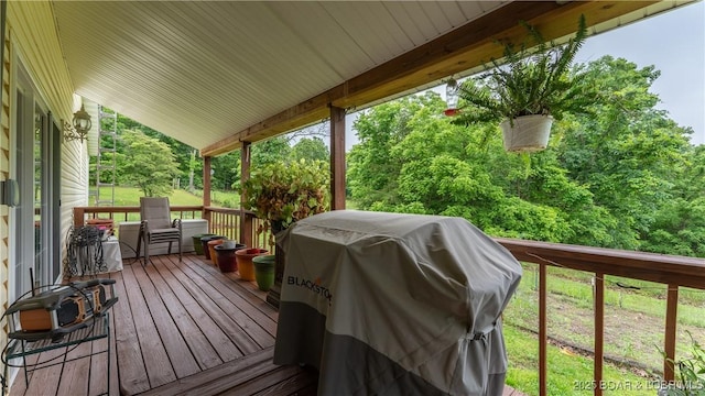 660 Upper Prairie Hollow Rd, Macks Creek, MO 65786 - wooden deck with area for grilling