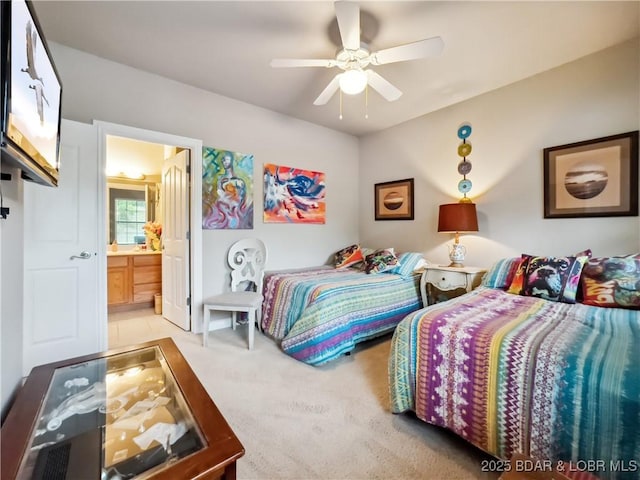 134 Heavenly Days Cir Unit 3A, Camdenton, MO 65020 - carpeted bedroom with connected bathroom and ceiling fan