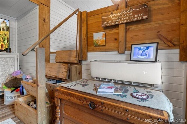 34546 Ivy Bend Rd, Stover, MO 65018 - kitchen featuring wood walls and wood finished floors