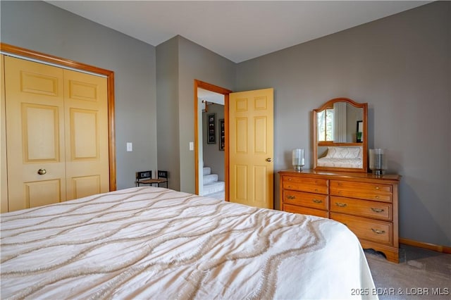 42 Rhine River Rd, Sunrise Beach, MO 65079 - bedroom with carpet, a closet, and baseboards