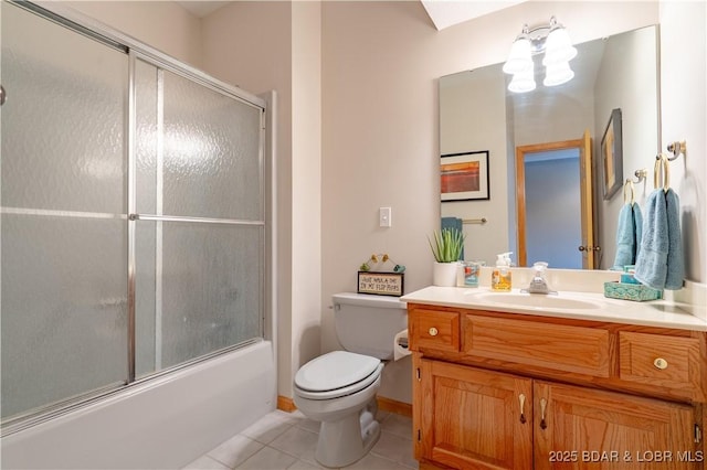 42 Rhine River Rd, Sunrise Beach, MO 65079 - bathroom with tile patterned floors, vanity, toilet, and bath / shower combo with glass door