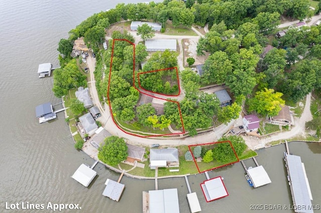 42 Rhine River Rd, Sunrise Beach, MO 65079 - view of property location with property boundaries highlighted and a nearby body of water