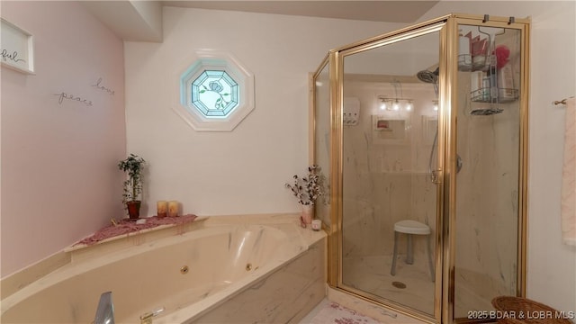 441 Northport Dr Unit 441, Lake Ozark, MO 65049 - full bathroom featuring a marble finish shower and a whirlpool tub