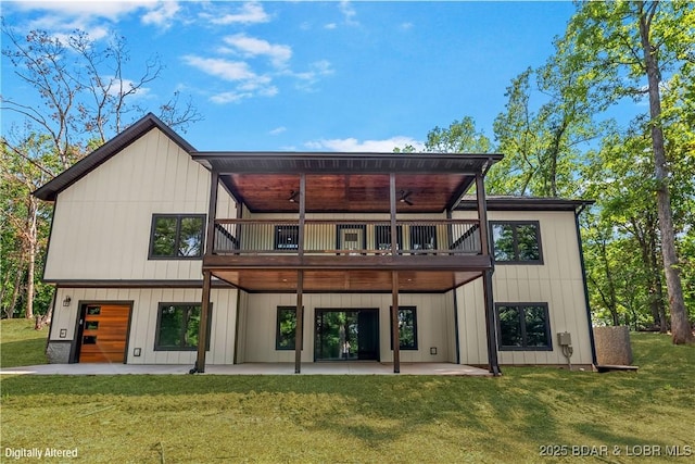 55 Turn Bridge Ln, Porto Cima, MO 65079 - rear view of house featuring a patio, a yard, and ceiling fan