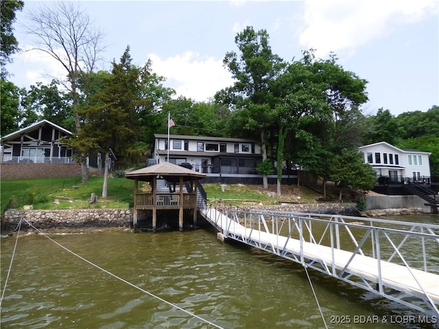 44 Port Bagnell Rd, Eldon, MO 65026 - dock area featuring a gazebo and a water view
