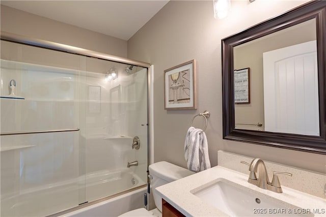 4715 Inlet Ln, Osage Beach, MO 65065 - bathroom with toilet, vanity, and enclosed tub / shower combo