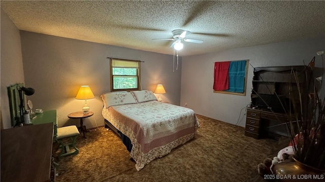 13 Bunker Rd, Eldon, MO 65026 - carpeted bedroom with a textured ceiling and ceiling fan