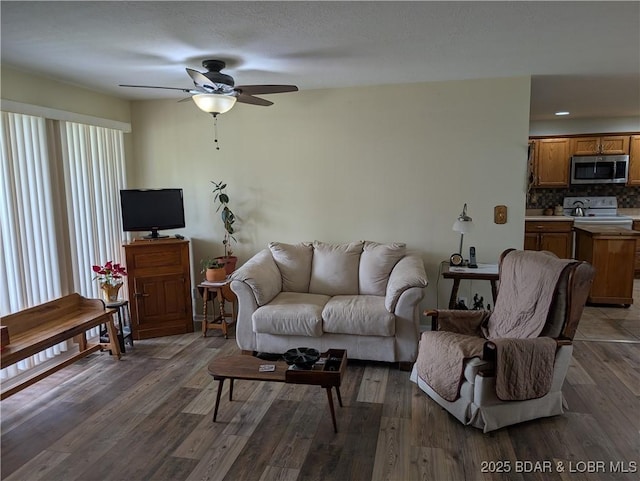 1001 Ha Ha Tonka Rd, Camdenton, MO 65020 - living area with a ceiling fan and wood finished floors