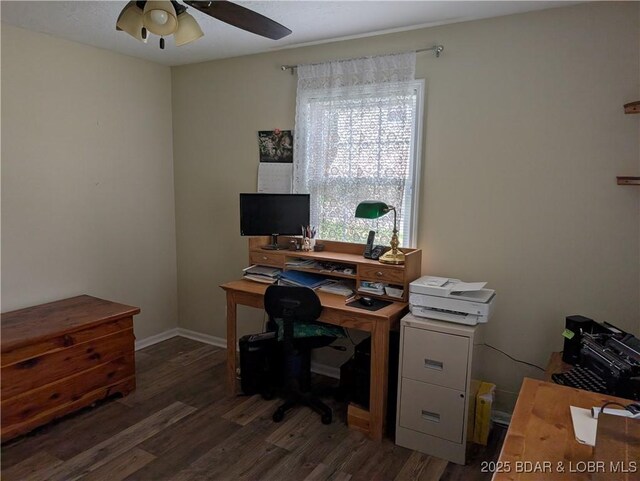 1001 Ha Ha Tonka Rd, Camdenton, MO 65020 - office featuring ceiling fan and dark wood-type flooring