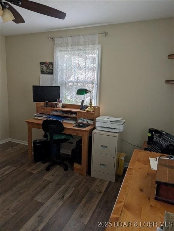 1001 Ha Ha Tonka Rd, Camdenton, MO 65020 - office with a ceiling fan and wood finished floors