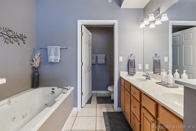1181 Jeffries Rd Unit B107, Osage Beach, MO 65065 - bathroom featuring double vanity, tile patterned flooring, a whirlpool tub, and toilet