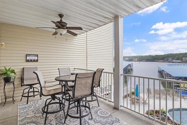1181 Jeffries Rd Unit B107, Osage Beach, MO 65065 - balcony featuring a water view and a ceiling fan