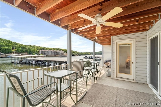 335 Vision Dr Unit 2B, Camdenton, MO 65020 - view of patio featuring a water view and ceiling fan