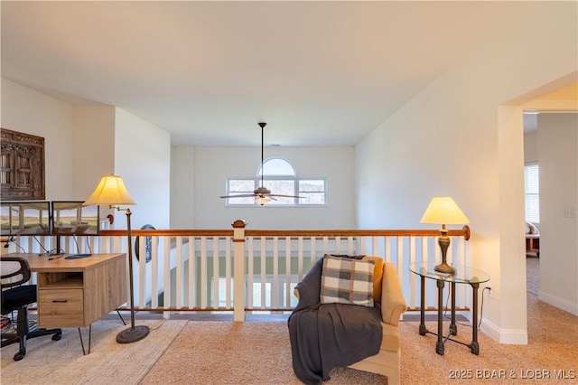915 Bear Cave Way, Camdenton, MO 65020 - sitting room with carpet flooring, ceiling fan, and baseboards