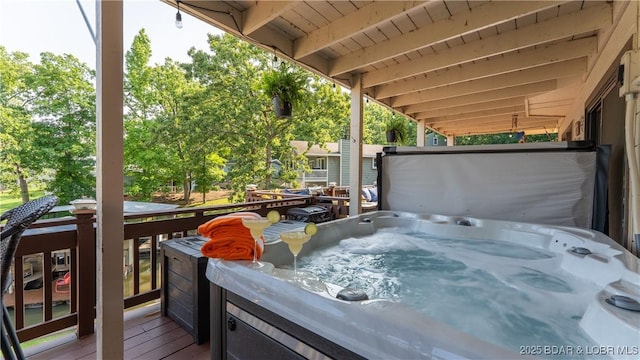 2151 Portside Ln, Osage Beach, MO 65065 - wooden deck with a hot tub