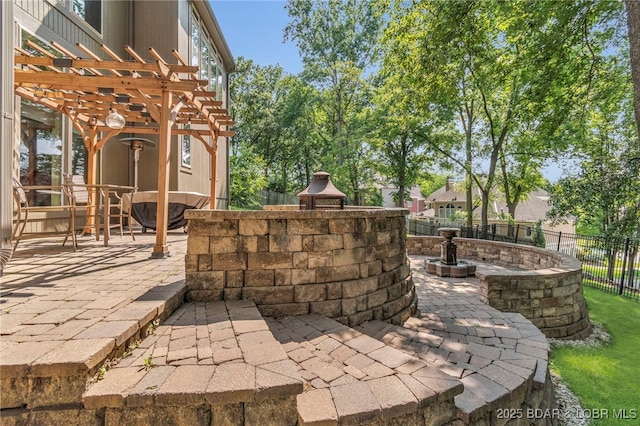 5938 N Chatham Ave, Kansas City, MO 64151 - view of patio / terrace featuring a pergola