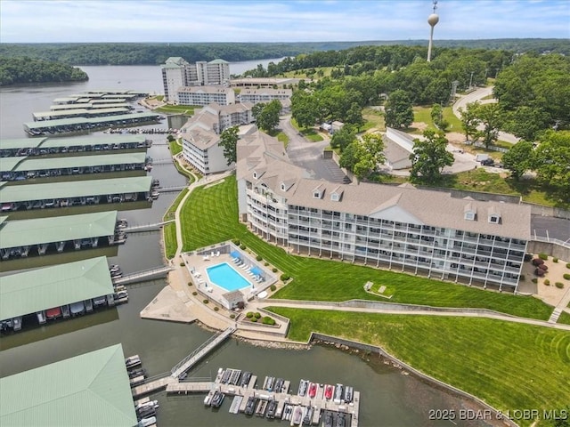 4800 Eagleview Dr Unit 115B, Osage Beach, MO 65065 - view of property location featuring a large body of water, a pool area, and apartment complex / building