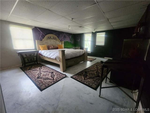 159 Tonka Shady Ln, Camdenton, MO 65020 - bedroom featuring a paneled ceiling and concrete floors