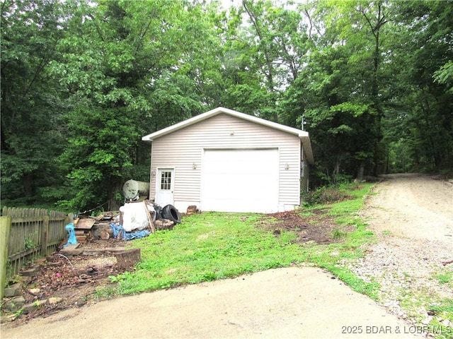 view of detached garage