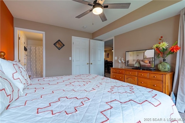 549 Park Place Dr Unit 2D, Kaiser, MO 65047 - bedroom featuring ceiling fan and connected bathroom