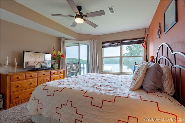 549 Park Place Dr Unit 2D, Kaiser, MO 65047 - bedroom featuring access to outside, multiple windows, and ceiling fan