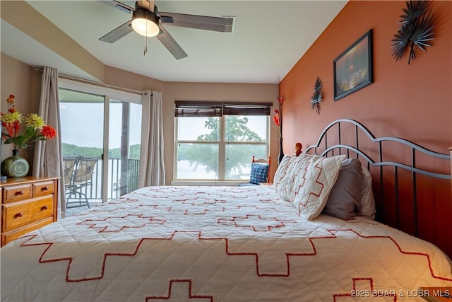 549 Park Place Dr Unit 2D, Kaiser, MO 65047 - bedroom featuring access to outside, multiple windows, and a ceiling fan