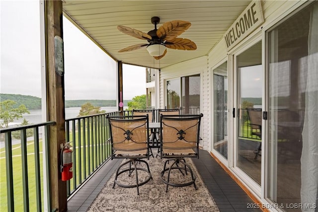 549 Park Place Dr Unit 2D, Kaiser, MO 65047 - balcony with a water view and ceiling fan