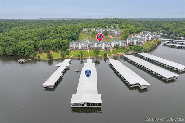 549 Park Place Dr Unit 2D, Kaiser, MO 65047 - aerial view of a heavily wooded area and a nearby body of water