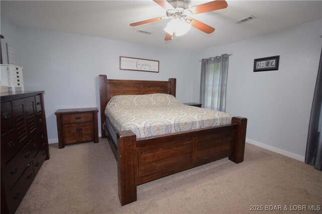 189 S Branch Ln, Eldon, MO 65026 - bedroom featuring light colored carpet, baseboards, and ceiling fan