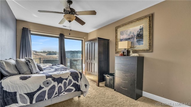 101 Circle Edge Unit 20-3A, Lake Ozark, MO 65049 - bedroom with light carpet, baseboards, and ceiling fan