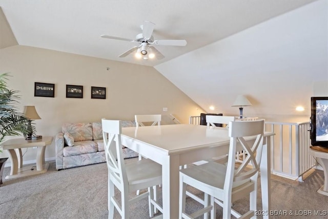 1481 Ledges Dr Unit 1047, Osage Beach, MO 65065 - carpeted dining area with vaulted ceiling and ceiling fan