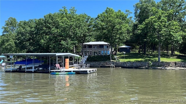 1206 Triple Cove Ln, Climax Springs, MO 65324 - dock with a water view and stairs