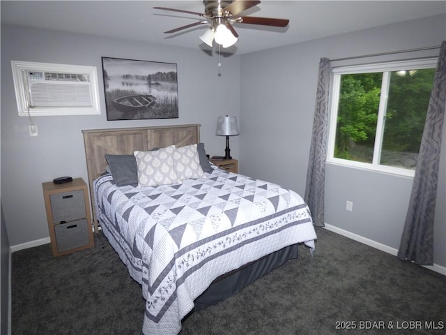 31762 Pecan Dr, Rocky Mount, MO 65072 - carpeted bedroom featuring a wall mounted air conditioner and a ceiling fan