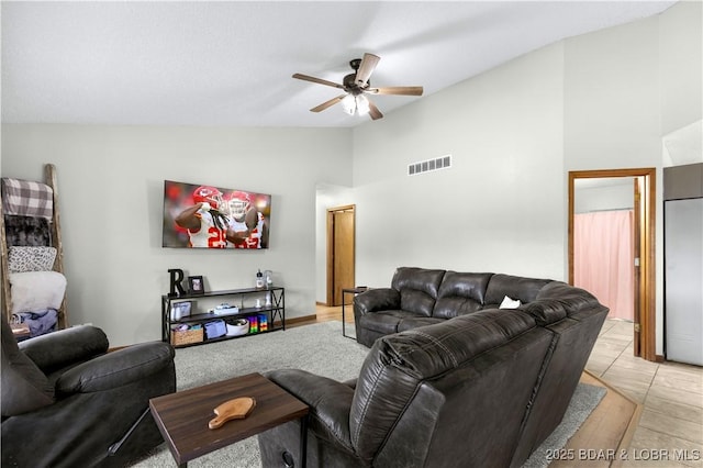 180 Skylark Ln, Linn Creek, MO 65052 - living room with vaulted ceiling and a ceiling fan